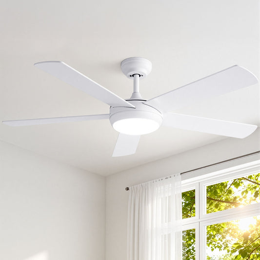 Devanti 52in Ceiling Fan 5 Blade DC Motor Light Remote White