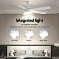 Devanti 52in Ceiling Fan 5 Blade DC Motor Light Remote White