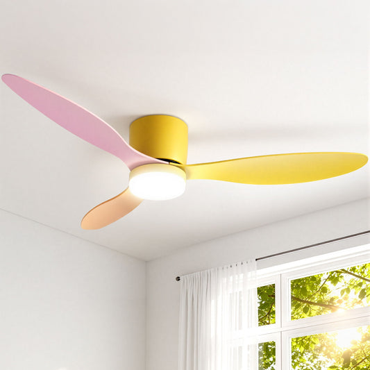 Devanti 52'' Ceiling Fan 3 Blade DC Motor Light Remote Yellow