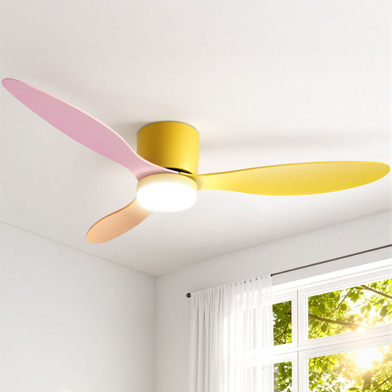 Devanti 52'' Ceiling Fan 3 Blade DC Motor Light Remote Yellow