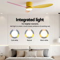 Devanti 52'' Ceiling Fan 3 Blade DC Motor Light Remote Yellow