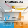 Devanti 52'' Ceiling Fan 3 Blade DC Motor Light Remote Yellow