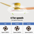Devanti 52'' Ceiling Fan 3 Blade DC Motor Light Remote Yellow