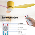 Devanti 52'' Ceiling Fan 3 Blade DC Motor Light Remote Yellow