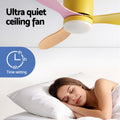 Devanti 52'' Ceiling Fan 3 Blade DC Motor Light Remote Yellow