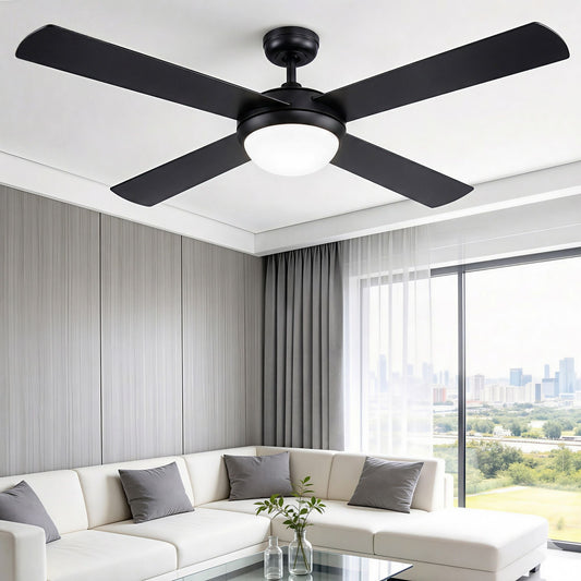 Devanti 52 Inch Ceiling Fan DC Motor Light Remote Black