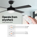 Devanti 52 Inch Ceiling Fan DC Motor Light Remote Black