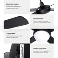 Devanti 52 Inch Ceiling Fan DC Motor Light Remote Black