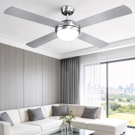 Devanti 52" DC Ceiling Fan with Light Remote Control Silver