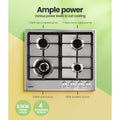 Comfee 60cm Gas Cooktop 4 Burner Stainless Steel NG LPG