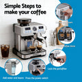 Devanti Coffee Machine Espresso Maker Grinder Milk Frother Steam Wand