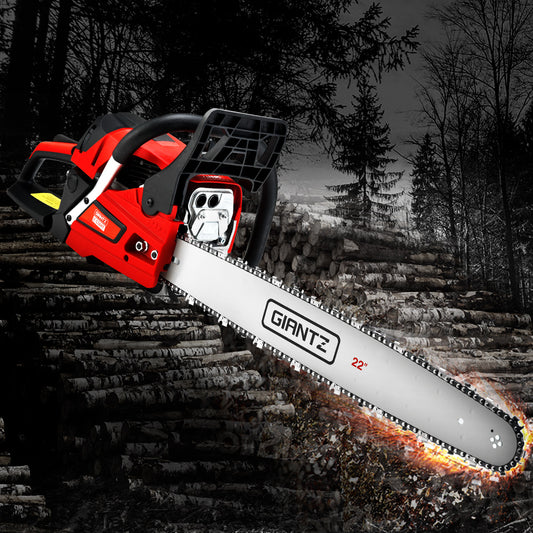 Giantz Chainsaw 58CC 4.2HP 22" Bar Petrol E-Start Commercial