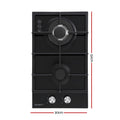 Devanti Gas Cooktop 30cm 2 Burner Built-in Wok NG LPG