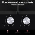 Devanti Gas Cooktop 30cm 2 Burner Built-in Wok NG LPG