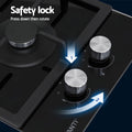 Devanti Gas Cooktop 30cm 2 Burner Built-in Wok NG LPG
