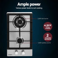 Devanti Gas Cooktop 30cm 2 Burner Silver