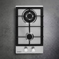 Devanti Gas Cooktop 30cm 2 Burner Silver Stainless