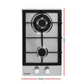 Devanti Gas Cooktop 30cm 2 Burner Silver Stainless