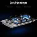 Devanti Gas Cooktop 30cm 2 Burner Silver Stainless