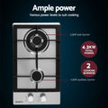 Devanti Gas Cooktop 30cm 2 Burner Silver Stainless