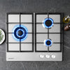 Devanti 59cm Gas Cooktop 3 Burner Knob Control Stainless Steel Hob Silver