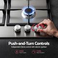 Devanti 59cm Gas Cooktop 3 Burner Knob Control Stainless Steel Hob Silver