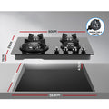 Devanti Gas Cooktop 60cm 4 Burner Black Stove