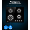 Devanti Gas Cooktop 60cm 4 Burner Black Stove
