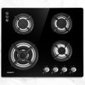 Devanti Gas Cooktop 60cm 4 Burner Black Stove