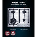 Devanti Gas Cooktop 60cm 4 Burner Silver