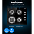 Devanti Gas Cooktop 60cm 4 Burner Stove Hob Black