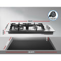 Devanti 60cm Gas Cooktop 4 Burner Silver