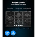 Devanti Gas Cooktop 90cm 5 Burner Black Stove