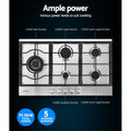 Devanti Gas Cooktop 90cm 5 Burner Silver