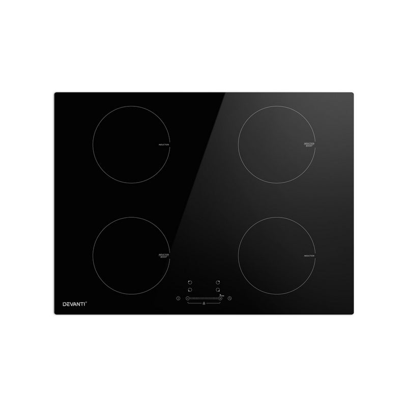 Devanti 70cm Electric Induction Cooktop 4 Zones 7000W Ceramic
