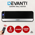 Devanti 2000W Wall Mounted Panel Heater Black