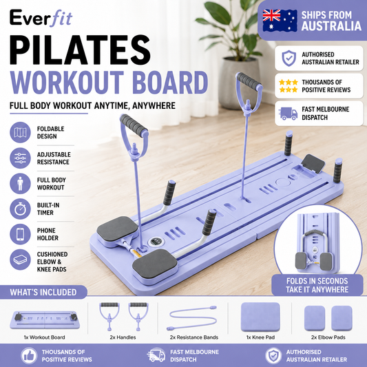 Everfit Pilates Board Foldable Reformer Multi Functional Exercise Trainer Purple