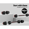Everfit 40kg Dumbbells Barbell Set Adjustable Weight Lifting