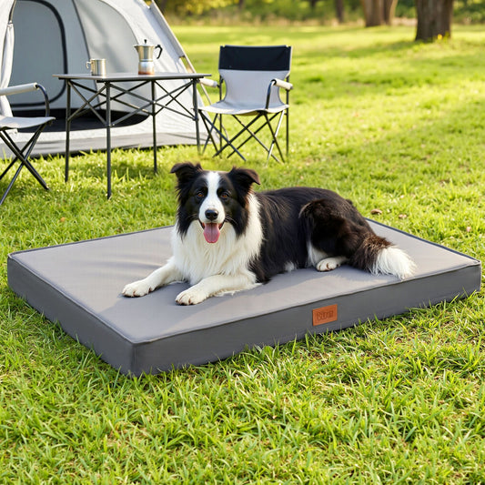 i.Pet Dog Bed XL Orthopedic Egg Crate Foam Water-Resistant Grey