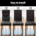 Artiss Dining Chair Covers 4x Spandex Stretch Dark Grey Slipcover