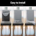 Artiss Dining Chair Covers 6x Grey Spandex Stretch Slipcovers