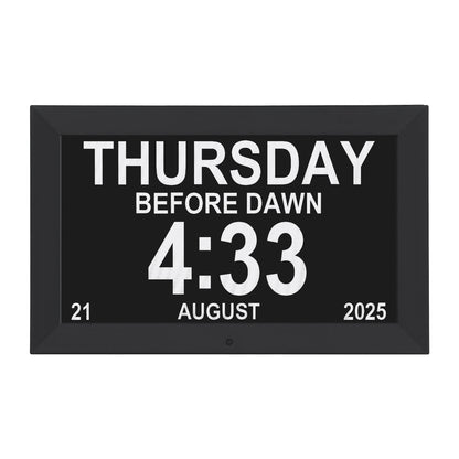 Artiss 10" Digital Day Clock Alarm Calendar Dementia Date Week Desk Clocks Black