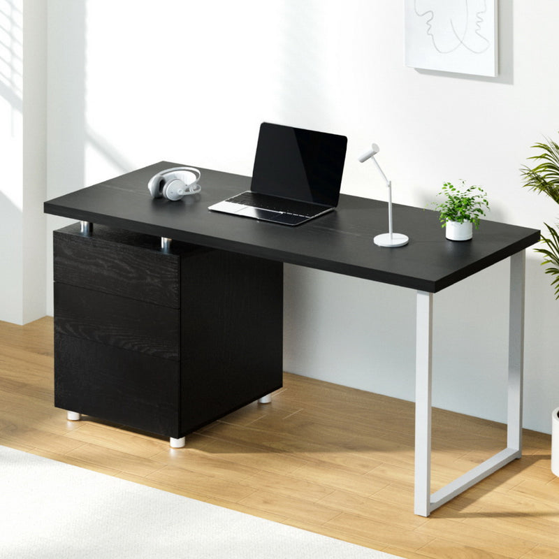 Artiss Computer Desk 140cm with Drawer Black