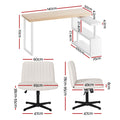Artiss Office Desk & Chair Set 140cm Computer Desk with Rotatable Bookshelf & Criss Cross Office Chair Armless Swivel Chair, Home Office Study Workstation Furniture