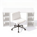 Artiss Office Desk & Chair Set 150cm Computer Desk with 6 Storage Shelves & Ergonomic Cross Legged Chair Armless Cross PU Leather Office Chair with Wheels