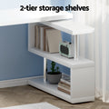 Artiss L-Shape Computer Desk with Bookshelf White