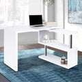Artiss L-Shape Computer Desk with Bookshelf White