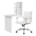 Artiss Computer Desk Chair Set White PU Leather Foldable