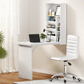 Artiss Computer Desk Office Chair Set PU Leather Foldable White
