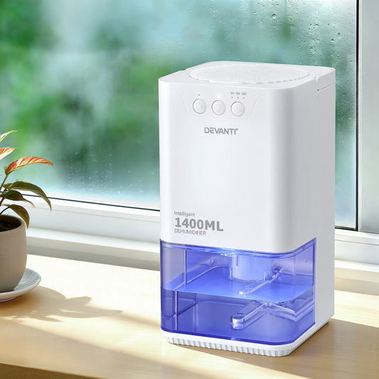 Devanti 1400ML Portable Dehumidifier Timer Auto Off Quiet White